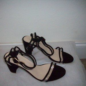 Romantic Road Suede Heel Black Sandal SZ 10 NEW
